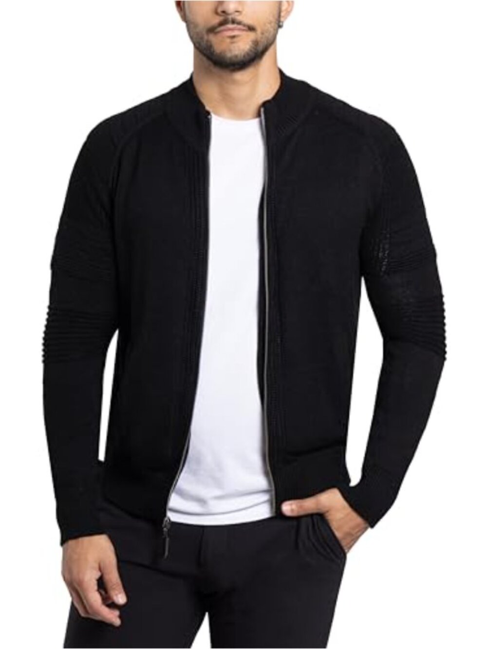Mens Zip Up Cardigan Sweater Slim Fit Knit Jacket